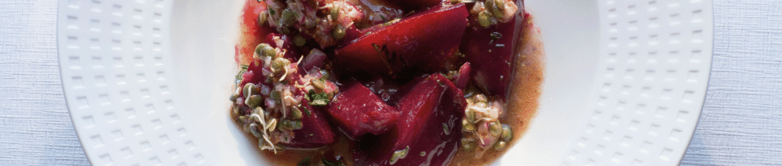     Beetroot in salt dough with lentil sprouts 